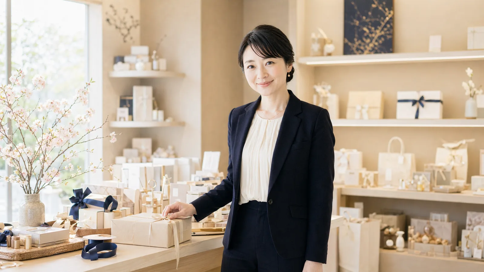 CONISAのショップ全景（高瀬美咲が佇む店内）